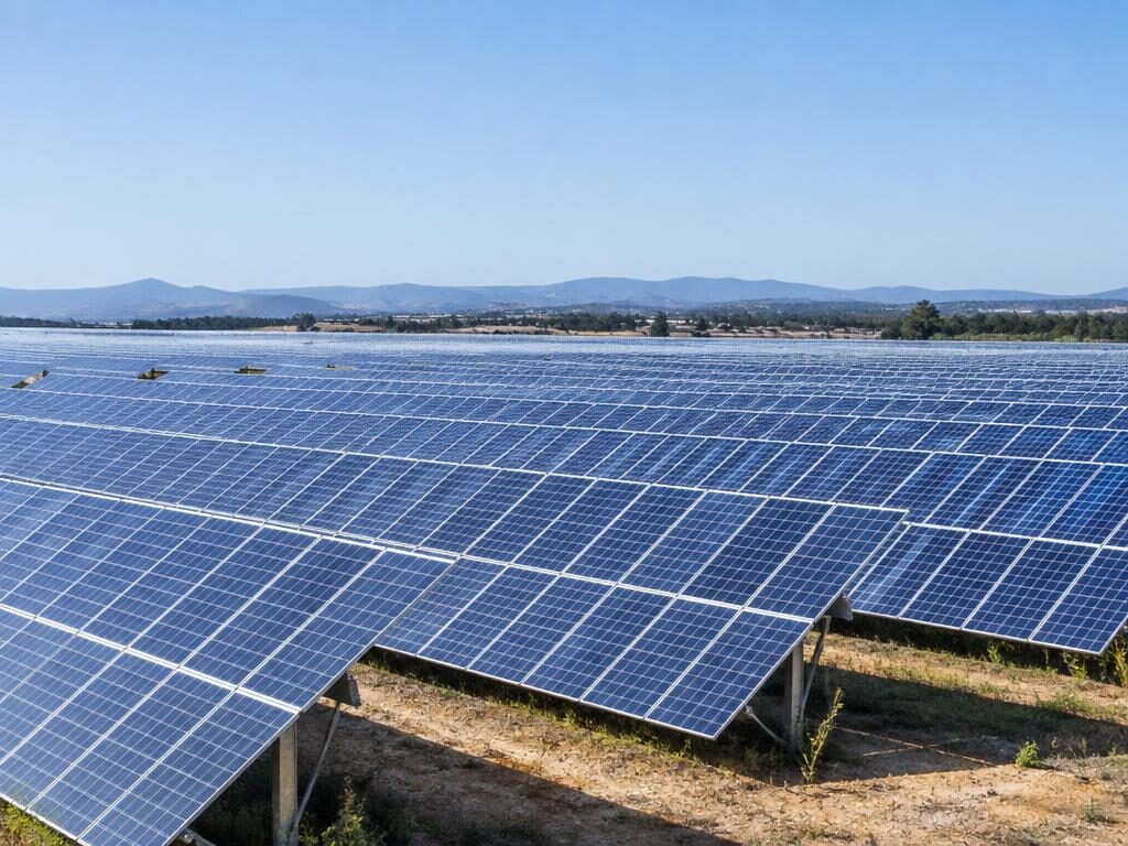 Cobertura industrial com painéis solares